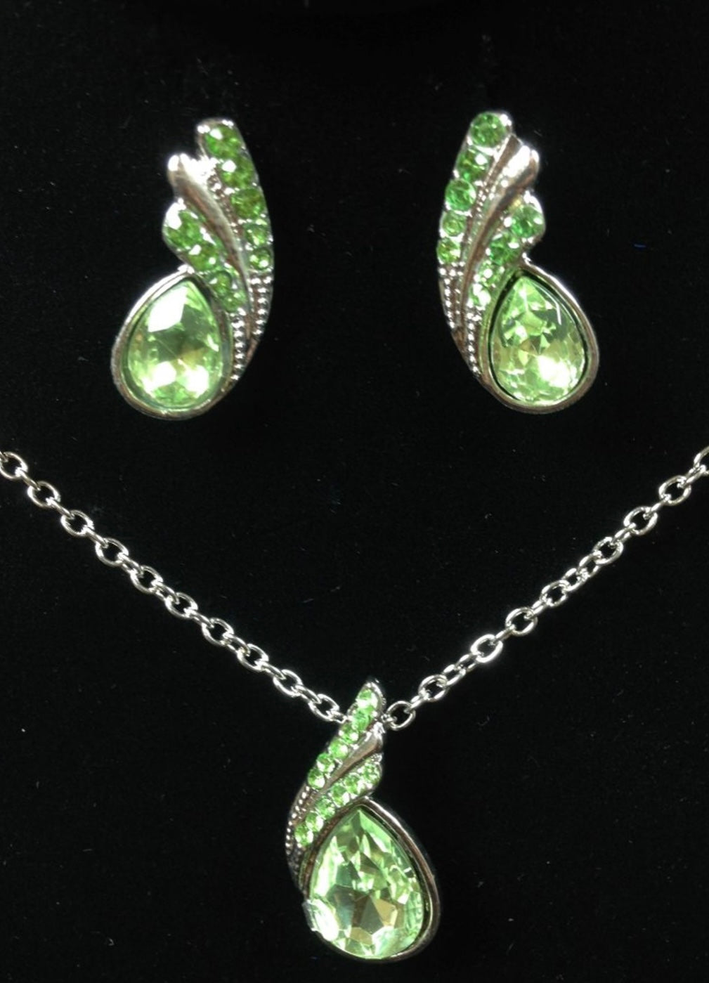 Sparkling Angel Teardrop Chain Necklaces & Earring Sets