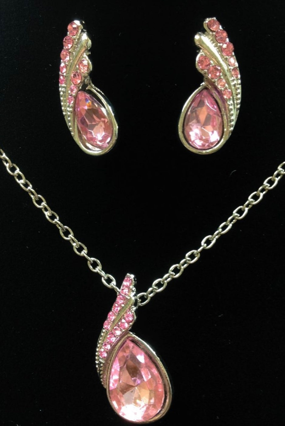 Sparkling Angel Teardrop Chain Necklaces & Earring Sets