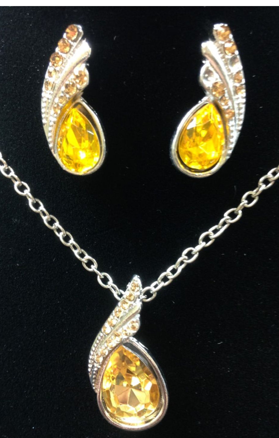 Sparkling Angel Teardrop Chain Necklaces & Earring Sets